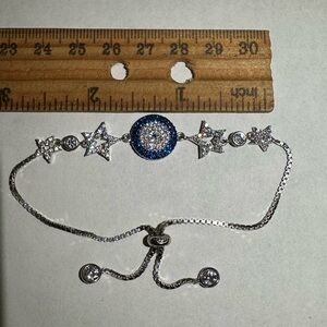 🧿925 Silver evileye star bracelet bolo cz stones